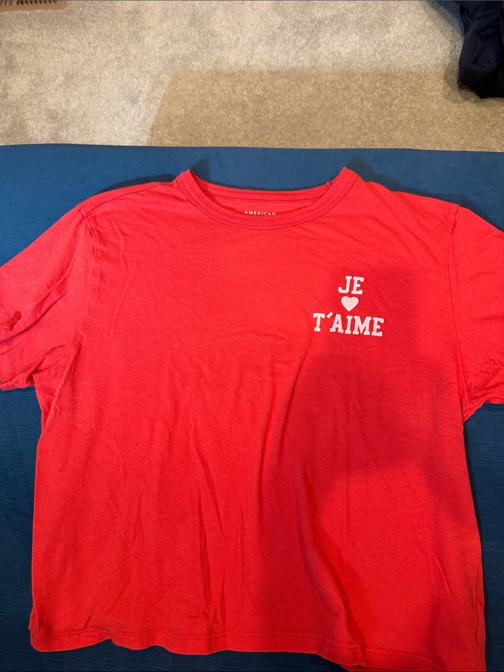 American Eagle Outfitters Red 'Je T'aime' Chest Graphic Tee